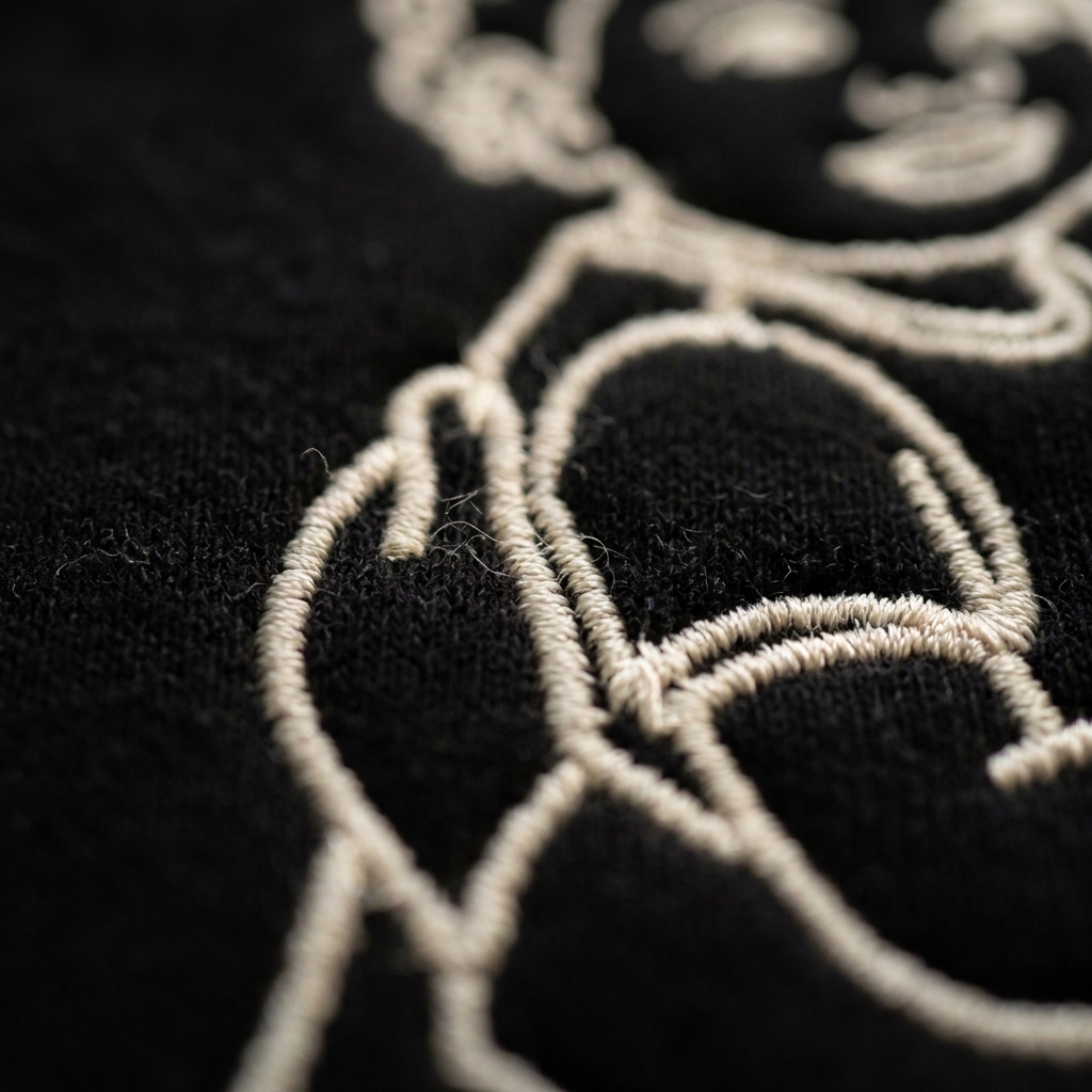 Macro of 40wt polyester thread on brushed fleece